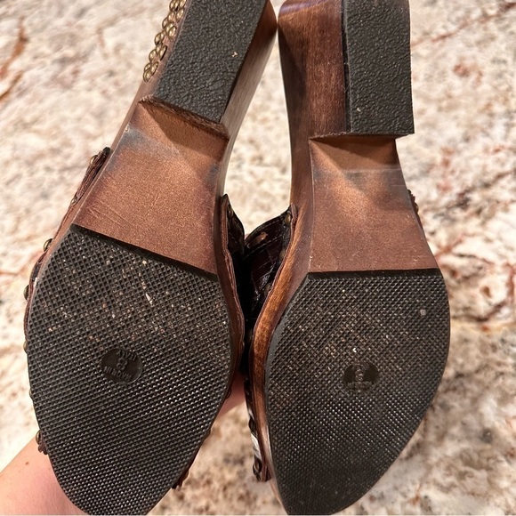 𝅺Donald J Pliner heels clogs slip ons espresso bronze metallic western size 8 - Picture 9 of 13